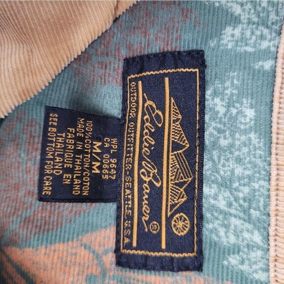 VINTAGE 90s dress corduroy green leaf print button up maxi M - Picture 8 of 11